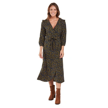 Sukienka damska Vila Vizugi midi wiązana ze wzorem