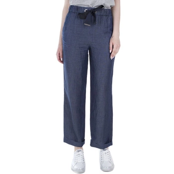 Spodnie damskie Emporio Armani materiałowe niebieskie