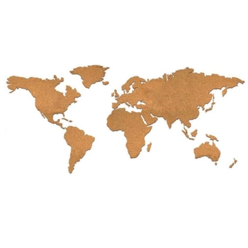 Korkowa mapa świata Luckies of London 100 x 45 cm ścienna z pinezkami