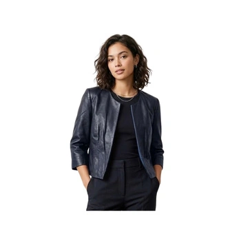 Kurtka damska Isaco&Kawa skórzana granatowa krótka