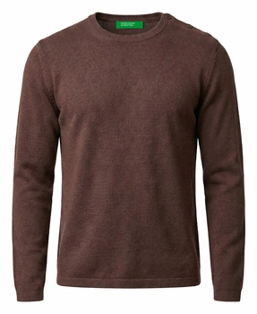 Sweter męski United Colors of Benetton brązowy cienki z domieszką lnu