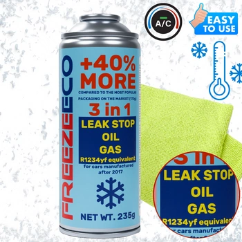 Czynnik 3w1 do klimatyzacji FreezeEco uszczelniacz R1234yf 290g + Mikrofibra