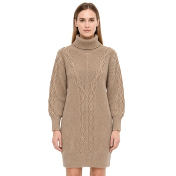 Sweter damski William de Faye sukienka swetrowa beżowy r. M