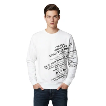 Bluza męska Diesel Girk dresowa klasyczna biała z napisami