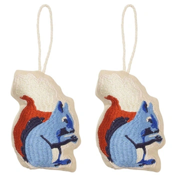 Bawełniana ozdoba choinkowa Broste Copenhagen bombka wiewiórka 2 sztuki