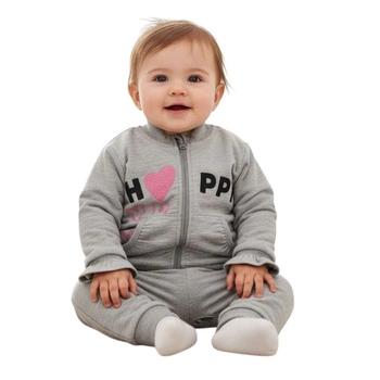 Bluza dziewczęca Chicco szara zasuwana z napisami