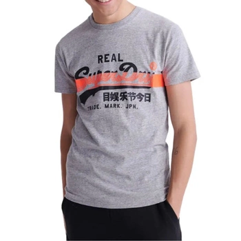 Koszulka męska Superdry Cross Hatch t-shirt z nadrukiem szara
