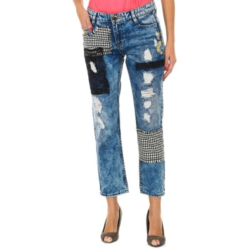 Spodnie damskie Desigual Mulato marmurowe z naszywkami