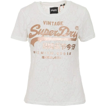 Koszulka damska Superdry biała z wężowym wzorem