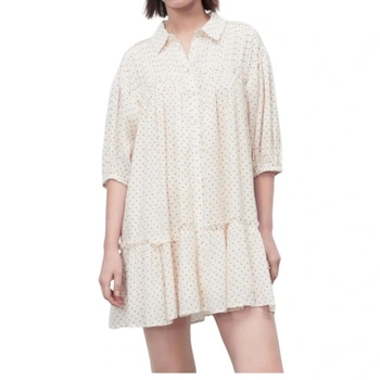 Sukienka damska Zara mini oversize koszulowa kremowa