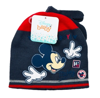 Komplet czapka rękawiczki Disney Myszka Mickey zimowa granatowa dla chłopca