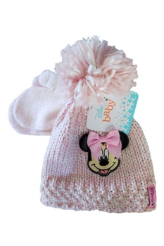 Komplet czapka rękawiczki Disney Myszka Minnie zimowa fioletowy dla dziewczynki