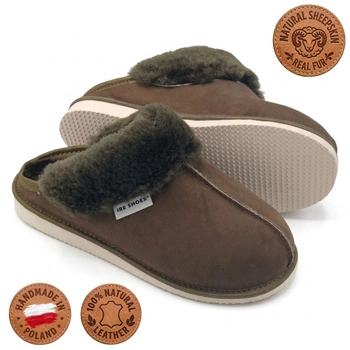 Kapcie damskie IRE SHOES ze skóry owczej naturalny kożuch futro ciepłe ręcznie szyte r. 36