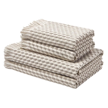 Zestaw ręczników Westwing Juniper 100% bawełna 600 g/m² 4 elementy biało-brązowe