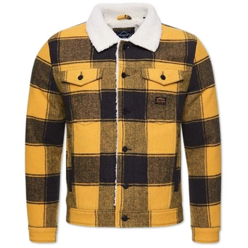 Kurtka męska SuperDry Highwayman Trucker wełniana w kratę ocieplana