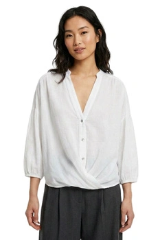 Bluzka damska Zara biała lniana letnia oversize