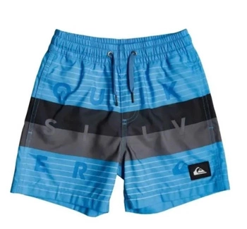 Spodenki chłopięce kąpielowe Quiksilver Word Block Volley niebieskie paski