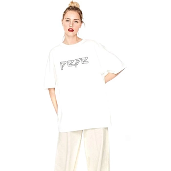 Koszulka damska Pepe Jeans Eloise bawełniana oversize ecru