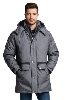 Kurtka męska NASA zimowa długa parka grafitowa z kapturem