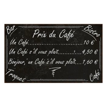 Metalowa tabliczka Antic Line Prix Cafe ozdobna retro do kawiarni