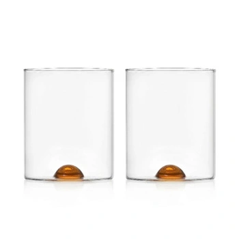 Szklanka Ichendorf Luna z bursztynowym detalem  komplet 2 sztuk