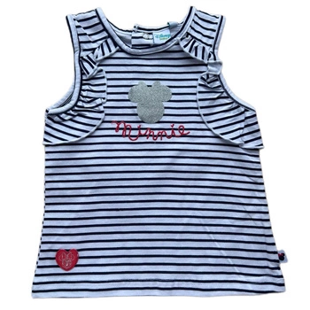 Koszulka dziewczęca Disney Minnie Mouse bawełniana biała w niebieskie paski