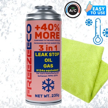 Czynnik 3w1 do klimatyzacji FreezeEco uszczelniacz R134a 290g + Mikrofibra