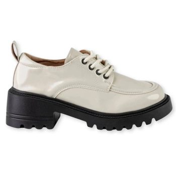 Półbuty damskie Musk Berry z ekoskóry kremowe wiązane