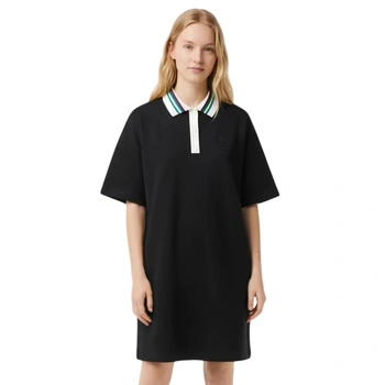Sukienka damska Lacoste Striped Neck Polo oversize czarna r. XS