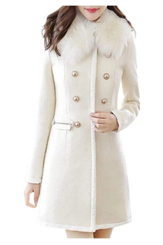 Płaszcz damska Rvhswds przejściowy kremowy