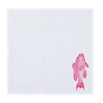 Serwetka Frohstoff Dalila lniano-bawełniana biała z rybą