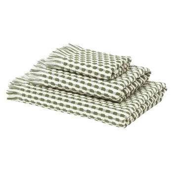 Zestaw ręczników Westwing Juniper 100% bawełna 600 g/m² 3 elementy biało-zielone