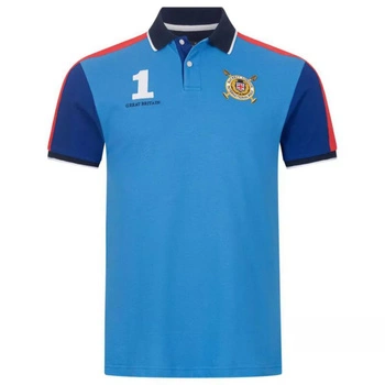 Koszulka męska Hackett London Great Britain bawełniana polo niebieska