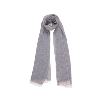 Szalik damski Ma.Al.Bi wełniany kaszmirowy szary melanż z frędzlami