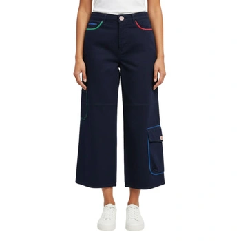 Spodnie damskie United Colors Of Benetton szerokie 7/8 granatowe r. XS
