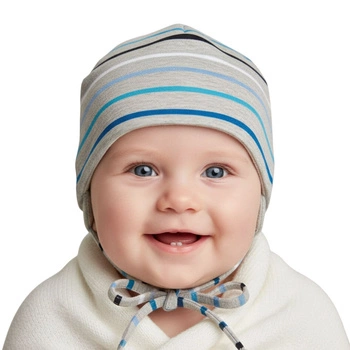 Czapka niemowlęca Sterntaler Beanie Hat szara w paski