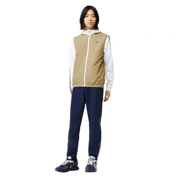 Kompletny męski dres Lacoste Sport spodnie + kurtka granatowo-beżowy r. XS