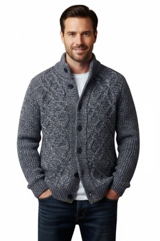 Sweter męski Hopenlife Eustache melanż szaro niebieski