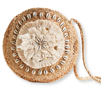 Torebka damska Desigual Tulum juta, muszelki i frędzle, styl boho