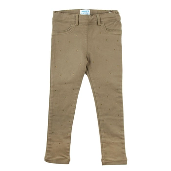 Spodnie dziewczęce Mayoral rozciągliwe khaki z dżetami