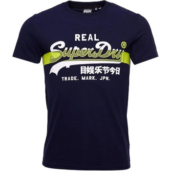 Koszulka męska Superdry Cross Hatch t-shirt z nadrukiem granatowa