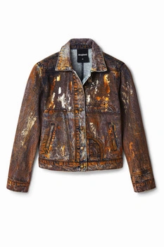 Kurtka damska Desigual Los Angeles jeansowa brązowa