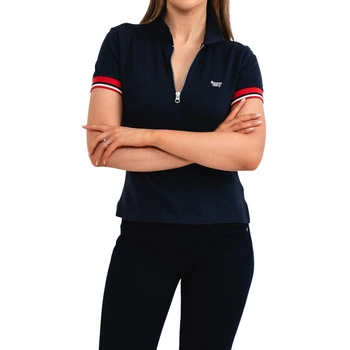 Koszulka damska Superdry Vintage Zippes S/S Polo granatowa z zamkiem
