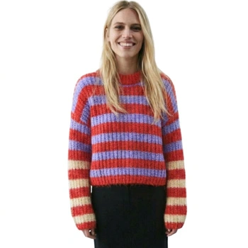 Sweter damski Zara w paski czerwono fioletowy