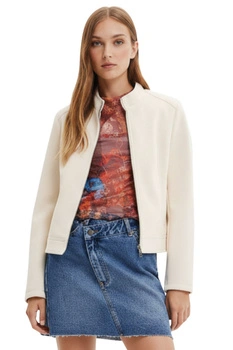 Kurtka damska Desigual Las Vegas z eko skóry ecru