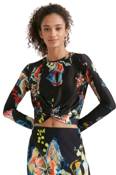 Bluzka damska Desigual by Mr. Christian Lacroix Uma czarna wzorzysta