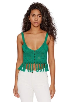 Bluzka damska Desigual Crochet top zielony r. L