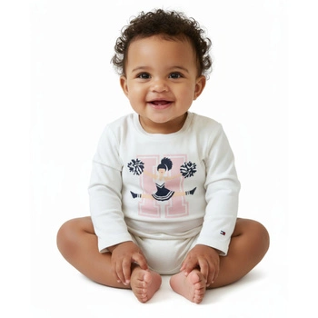 Bluzka dziewczęca Tommy Hilfiger bawełniana z długim rękawem biała