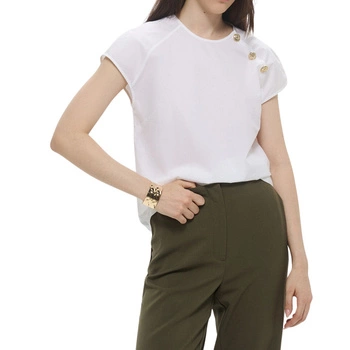 Bluzka damska Trussardi Popeline biała prosta elegancka