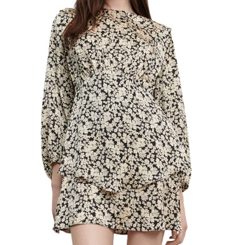 Sukienka damska Zara mini czarna w beżowe kwiaty r. XS